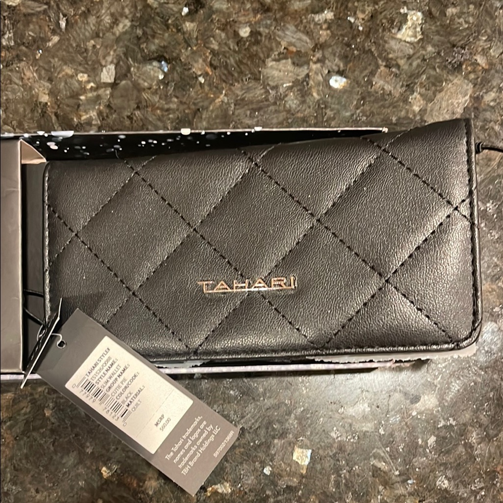 Tahari Black Quilted Key Wallet